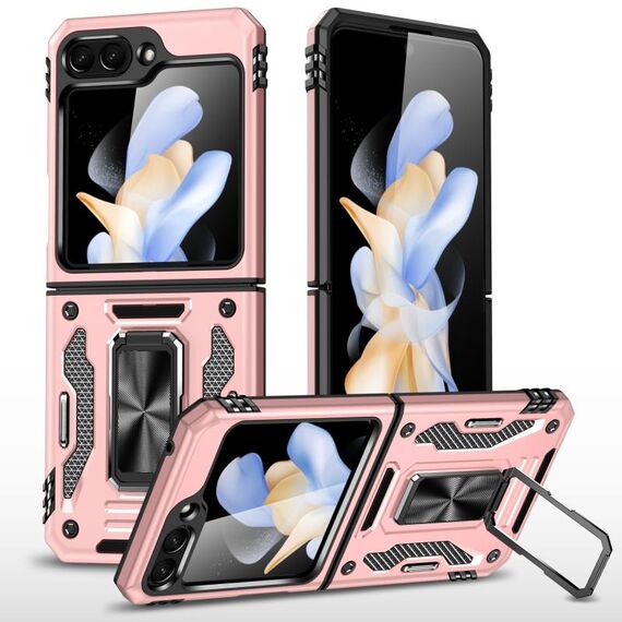 Per Samsung Galaxy Z Flip6 5G Armor PC + Custodia per telefono con protezione per fotocamera in TPU (oro rosa)
