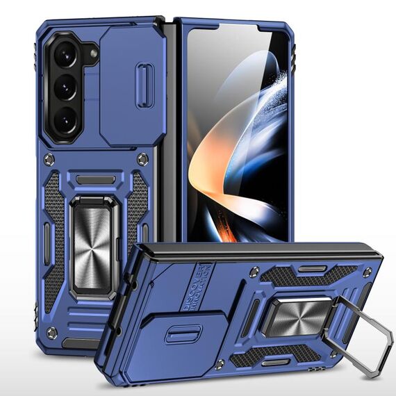 Per Samsung Galaxy Z Fold6 5G Armor PC + Custodia per telefono con protezione per fotocamera in TPU (blu navy)