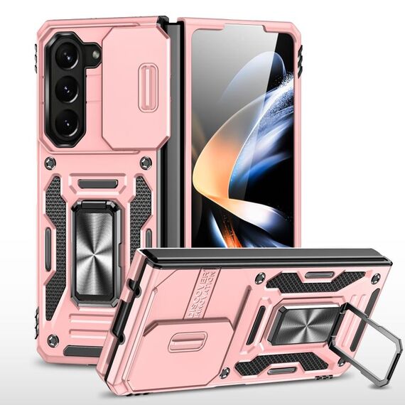 Per Samsung Galaxy Z Fold6 5G Armor PC + Custodia per telefono con protezione per fotocamera in TPU (oro rosa)