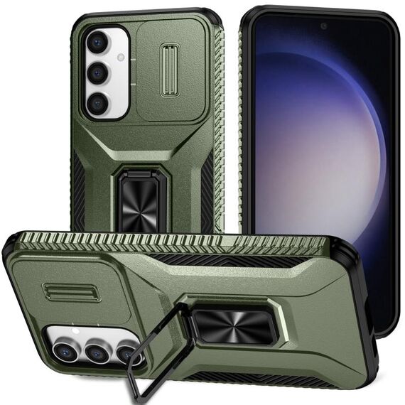 Custodia per telefono con supporto scorrevole Camshield per Samsung Galaxy S23 FE 5G (verde alpino)