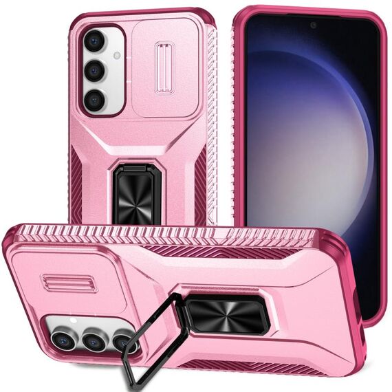Per Samsung Galaxy S23 FE 5G Custodia per telefono con supporto scorrevole Camshield (rosa + rosa rossa)