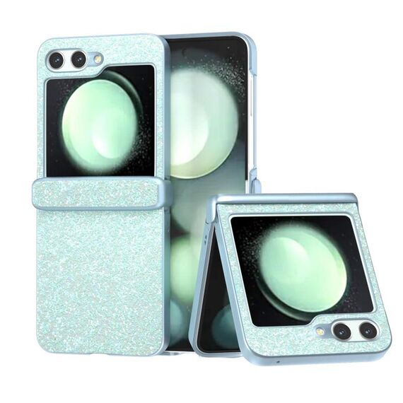 Per Samsung Galaxy Z Flip6 Custodia per telefono antiurto con vernice glitterata in polvere di diamante (verde chiaro)