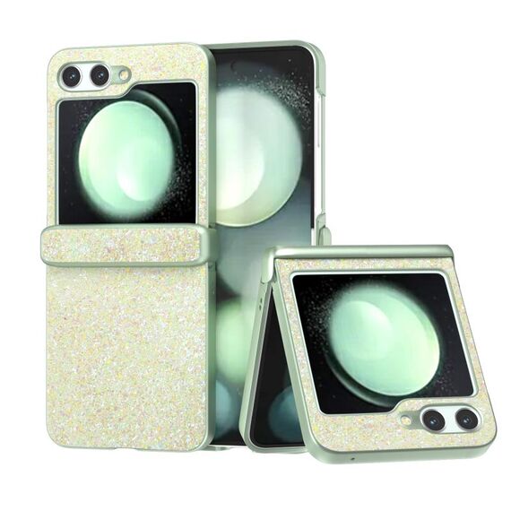 Per Samsung Galaxy Z Flip6 Custodia per telefono antiurto con vernice glitterata in polvere di diamante (Oro)