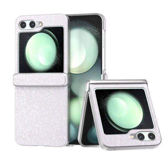 Per Samsung Galaxy Z Flip6 Custodia per telefono antiurto con vernice glitterata in polvere di diamante (bianca)