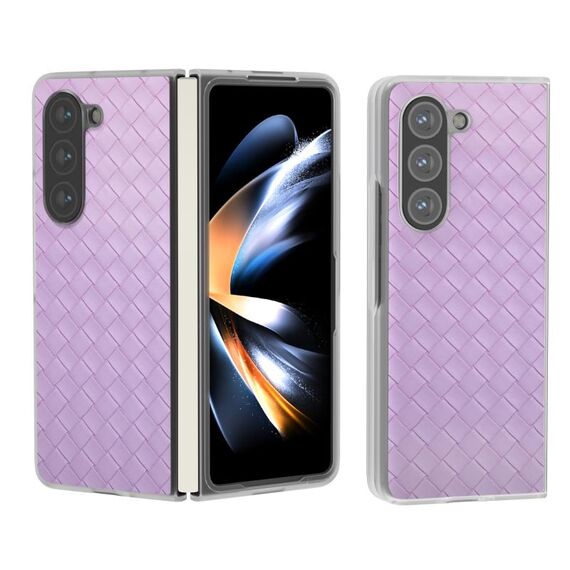 Custodia per telefono in PU con struttura traslucida satinata per Samsung Galaxy Z Fold6 5G (viola)