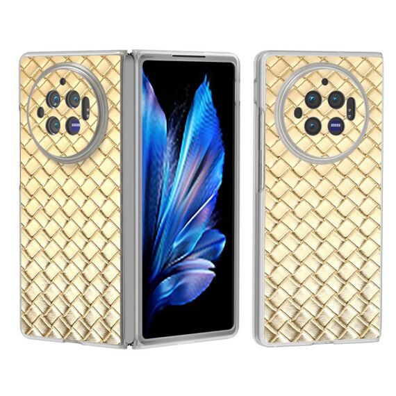 Custodia per telefono in PU con struttura traslucida satinata per vivo X Fold3 (oro)