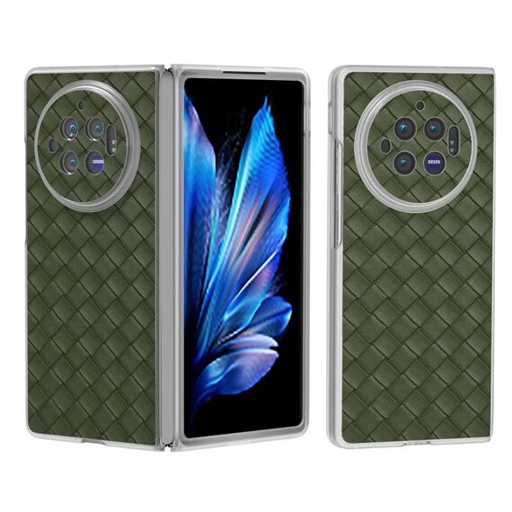 Custodia per telefono in PU con struttura traslucida satinata per vivo X Fold3 (verde)