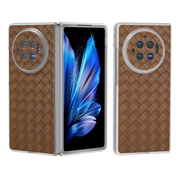 Custodia per telefono in PU con struttura traslucida satinata per vivo X Fold3 (marrone)