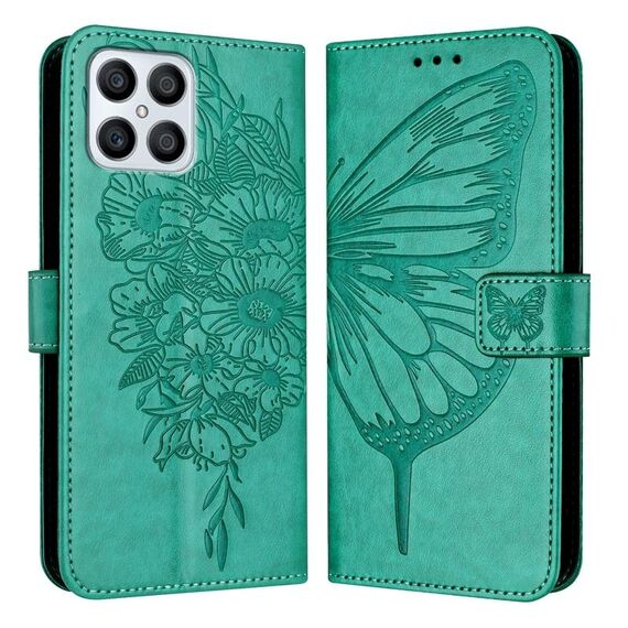 Custodia per telefono in pelle con farfalla goffrata per Honor X8 4G / X30i / Play6T Pro (verde)