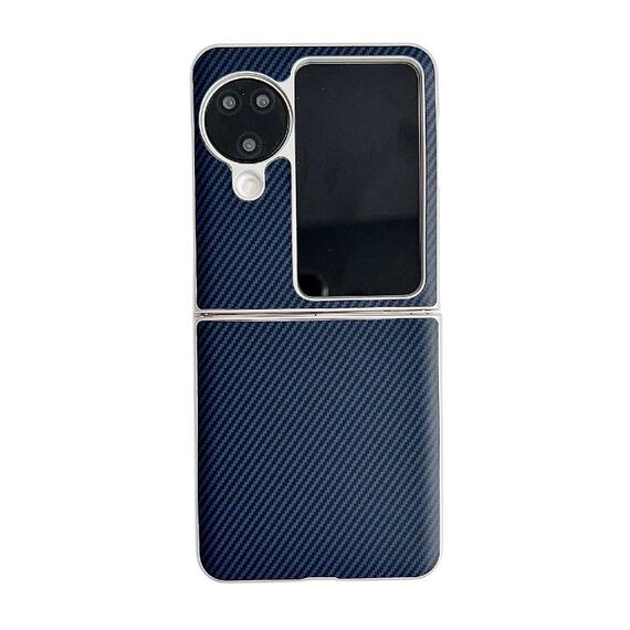 Per OPPO Find N3 Flip Custodia per telefono antiurto ultrasottile in fibra di carbonio Kevlar (blu scuro)