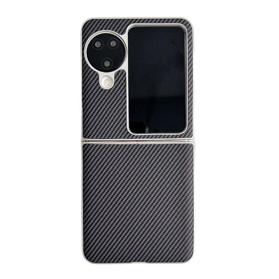 Per OPPO Find N3 Flip Custodia per telefono antiurto ultrasottile in fibra di carbonio Kevlar (nera)