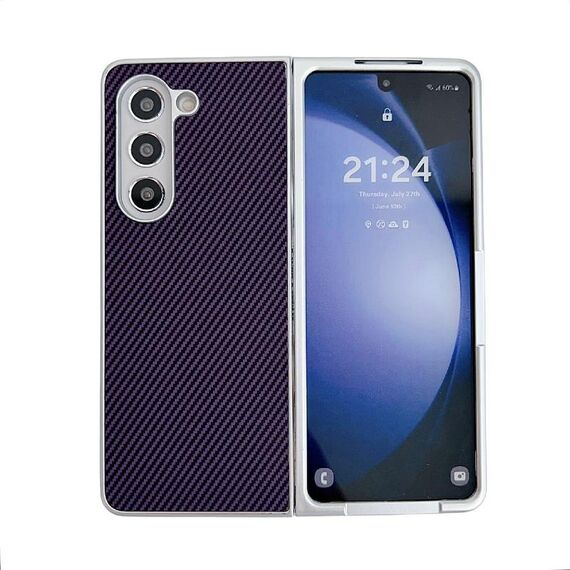 Per Samsung Galaxy Z Fold6 Custodia per telefono antiurto ultrasottile in fibra di carbonio Kevlar (viola)
