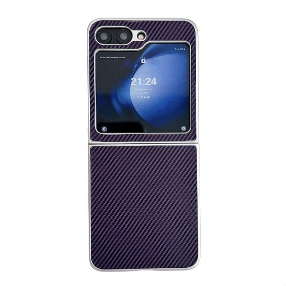 Per Samsung Galaxy Z Flip6 Custodia per telefono antiurto ultrasottile in fibra di carbonio Kevlar (viola)