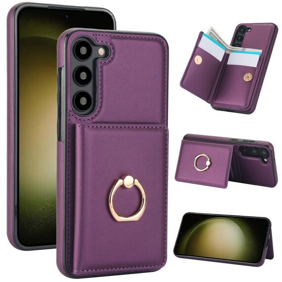 Per Samsung Galaxy S22 5G Custodia per telefono con porta carte antifurto RFID (viola scuro)