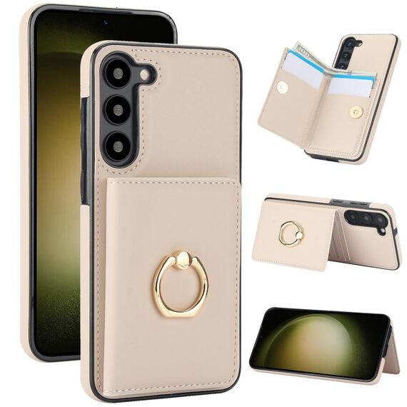Per Samsung Galaxy S22+ 5G Custodia per telefono con porta carte antifurto RFID (bianca)