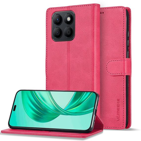 Custodia per telefono in pelle con texture di vitello per Honor X8b LC.IMEEKE (rossa)