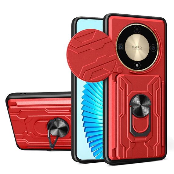 Per Honor X9b Custodia scorrevole Camshield TPU + PC con slot per schede (rossa)