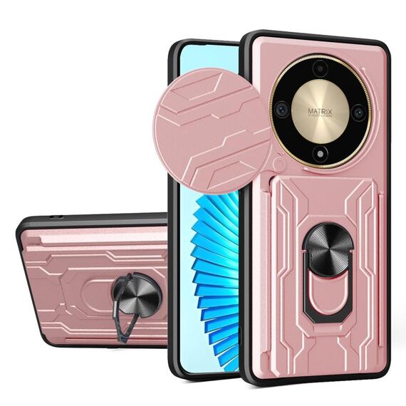 Per Honor X9b Custodia scorrevole Camshield TPU + PC con slot per schede (oro rosa)