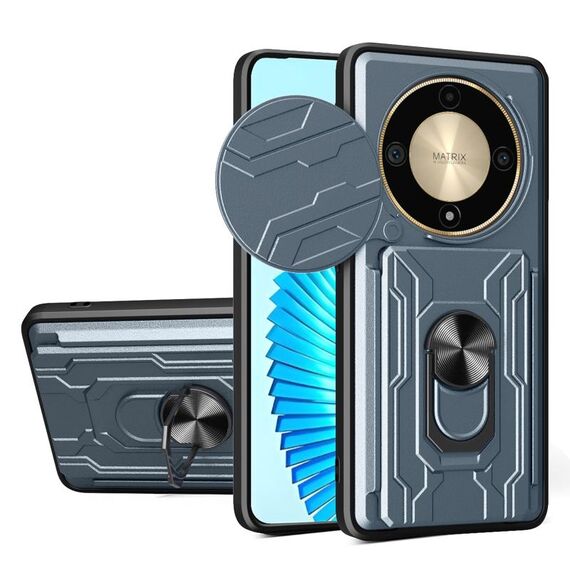 Per Honor X9b Custodia scorrevole Camshield TPU + PC con slot per schede (grigio)