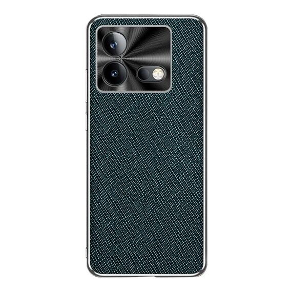 Per vivo iQOO Neo8 Custodia per cellulare in pelle PU con texture incrociata argento bordo (verde scuro)