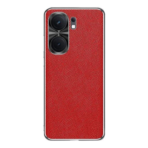 Custodia per telefono in pelle PU con texture incrociata argento bordo vivo iQOO Neo9 (rossa)