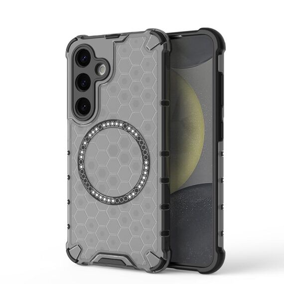 Custodia antiurto per telefono con anello magnetico a nido d'ape per Samsung Galaxy S24 5G (nero)