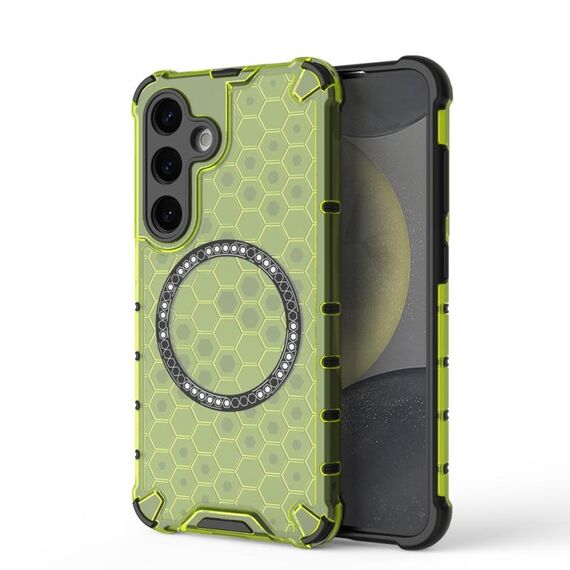 Custodia per telefono antiurto con anello magnetico a nido d'ape per Samsung Galaxy S24 5G (verde)