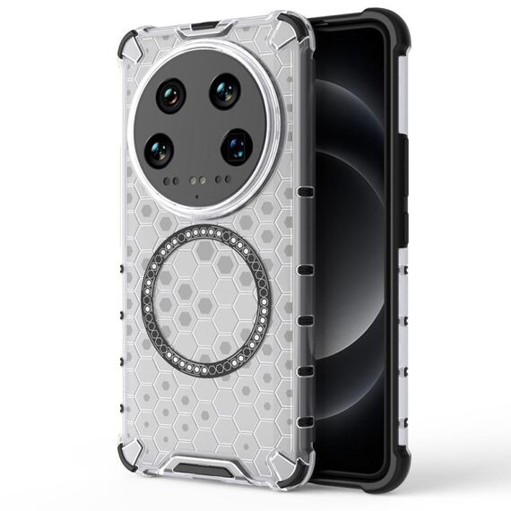 Per Xiaomi 14 Custodia per telefono antiurto con anello magnetico a nido d'ape Ultra (bianco)