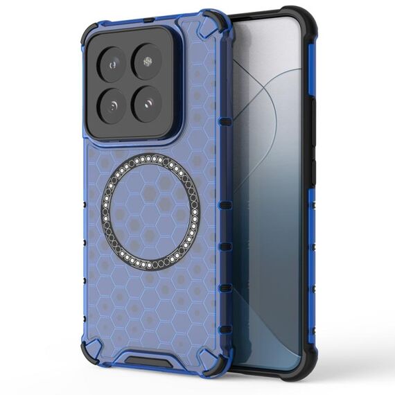 Per Xiaomi 14 Pro Custodia per telefono antiurto con anello magnetico a nido d'ape (blu)