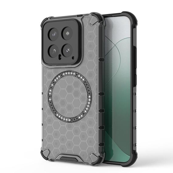 Per Xiaomi 14 Custodia per telefono antiurto con anello magnetico a nido d'ape (nero)