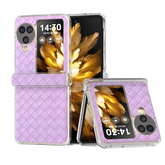 Per OPPO Find N3 Flip 3 in 1 Custodia per telefono in PU con struttura traslucida e smerigliata (viola)