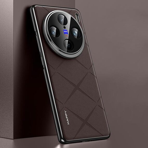 Custodia per telefono PC in pelle tinta unita per vivo X100 (marrone)