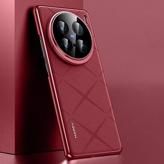 Per vivo X100 Ultra Plain Custodia in pelle per PC (rosso vino)