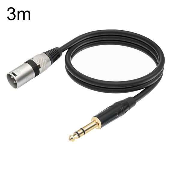 TC145BK55 Cavo per microfono maschio da 6,35 mm 1/4 TRS a XLR maschio a 3 pin, lunghezza: 3 m (nero)