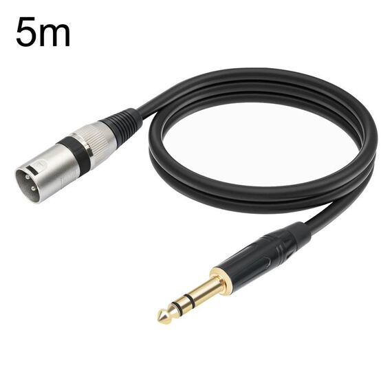 TC145BK55 Cavo per microfono maschio da 6,35 mm 1/4 TRS a XLR maschio a 3 pin, lunghezza: 5 m (nero)
