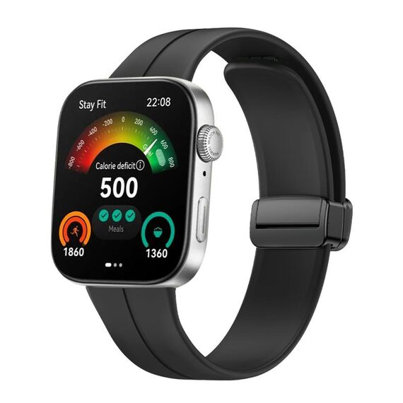 Per Huawei Watch Fit3 cinturino magnetico pieghevole in silicone con fibbia nera (nero)