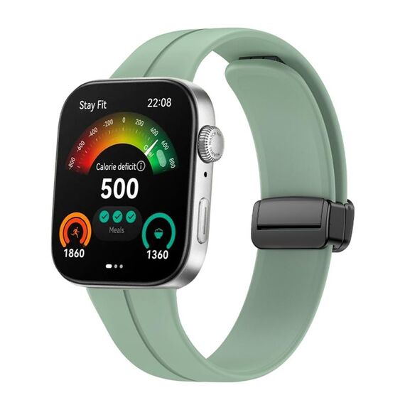 Per Huawei Watch Fit3 cinturino magnetico pieghevole in silicone con fibbia nera (grigio verde)