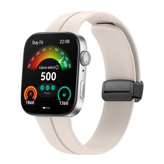 Per Huawei Watch Fit3 cinturino magnetico pieghevole in silicone con fibbia nera (Starlight)