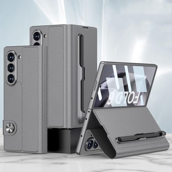 Per Samsung Galaxy Z Fold 6 Custodia in pelle flip integrata GKK con slot per penna, stilo non incluso (grigio)