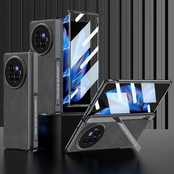 Per vivo X Fold3 Pro GKK Custodia per telefono antiurto in pelle con cerniera magnetica integrata (grigio opaco)