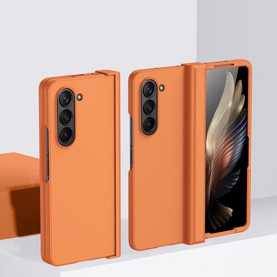 Per Samsung Galaxy Z Fold6 Custodia per telefono in PC con cerniera Skin Feel (arancione)