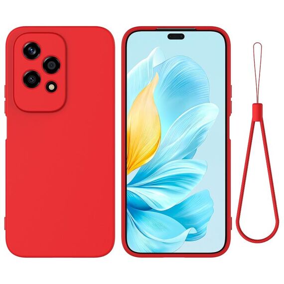 Custodia per telefono antiurto in silicone liquido di colore puro globale per Honor 200 Lite (rosso)