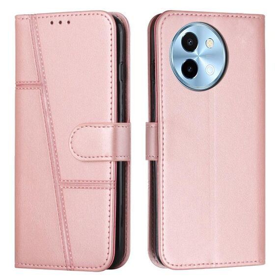 Custodia per telefono in pelle con fibbia in pelle di vitello con cuciture per vivo Y38 5G (rosa)