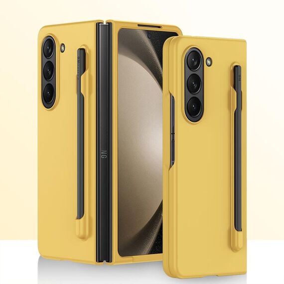 Custodia per PC integrata Skin Feel per Samsung Galaxy Z Fold6 con penna/scatola portapenne (giallo)