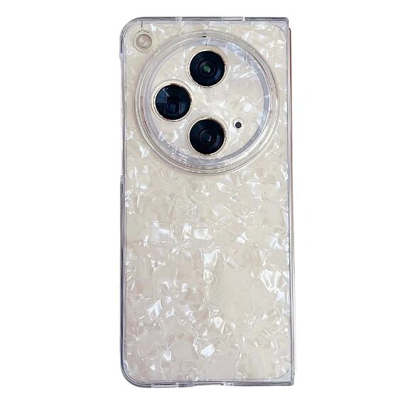 Per OPPO Find N3 Custodia per telefono con texture a conchiglia perlescente (bianca)