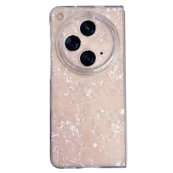 Per OPPO Find N3 Custodia per telefono con texture a conchiglia perlescente (rosa)