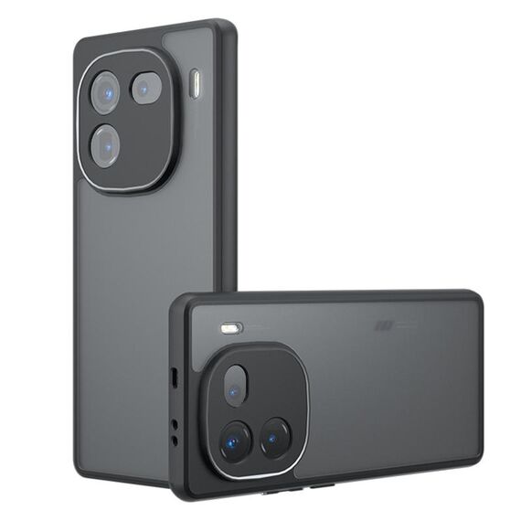 Per vivo iQOO 12 Pro Armor Custodia per telefono TPU ibrida per PC con foro preciso (nero satinato)
