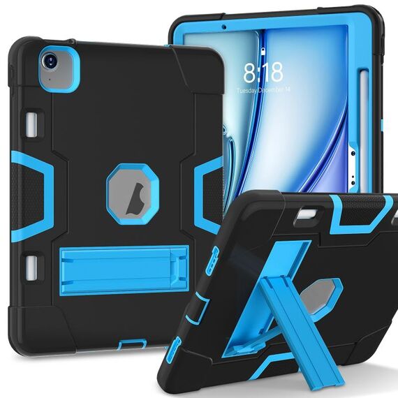 Per iPad Air 11 2024 Custodia per tablet in silicone acrilico per PC con supporto a contrasto (nero blu)