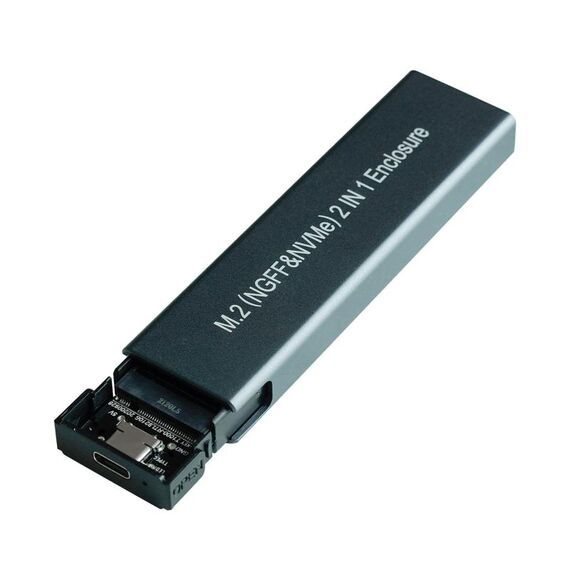 Custodia per disco rigido esterno 2 in 1 NDFF e NVMe in lega di alluminio (grigio scuro)