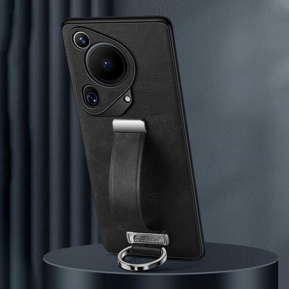 Custodia per telefono antiurto per Huawei Pura 70 Ultra SULADA PC + texture in pelle (nero)